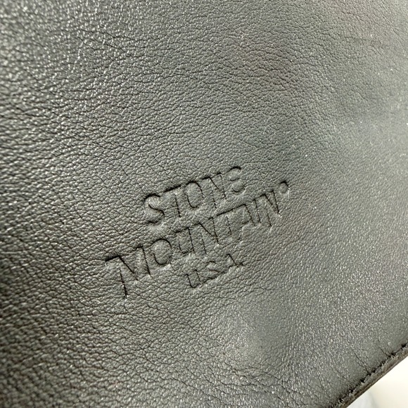 Vtg Stone Mountain Leather Crossbody Bag Black Some Distressing USA Made‎ Purse - Picture 4 of 16